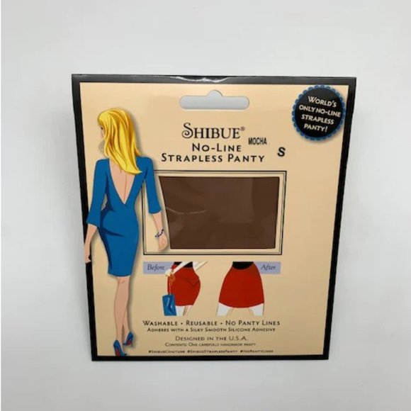 SHIBUE STRAPLESS WASHABLE REUSABLE SELF ADHESIVE PANTIES NO PANTY LINES MOCHA - Picture 1 of 7